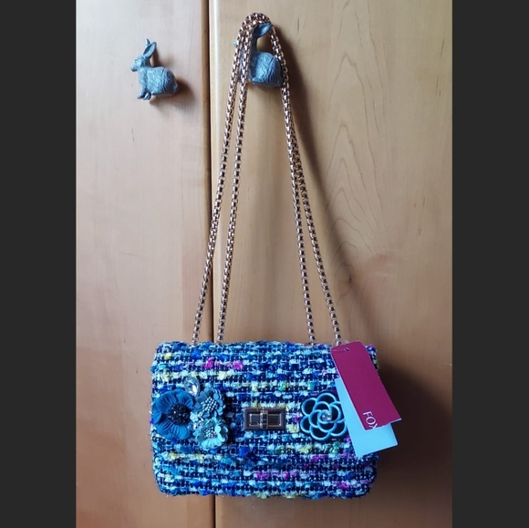 Fox Handbags - Fox's Boutique Colorful Tweed Purse with Applique